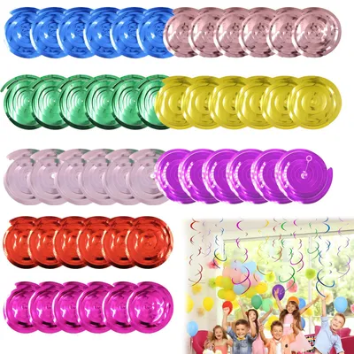 Spiralgirlanden 48 Stück bunt PVC für Party-Deko