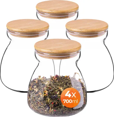Produktbild von KADAX Vorratsgläser 700ml, 4er Set, Vorratsdosen aus Glas, Glasbehälter mit luftdichtem Deckel, Vorratsbehälter zur Aufbewahrung von Lebensmitteln
