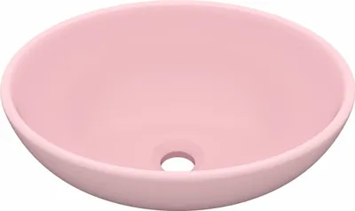 Zdjęcie produktu dla vidaXL Luksusowa owalna umywalka matowa różowa 40x33 cm ceramiczna
