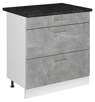 Obrázek produktu pro Spodní skříňka kuchyňské linky Vicco R-Line Beton/Bílá 80 cm se 3 zásuvkami pracovná doska antracitová, Model 72336