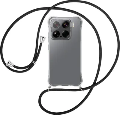 Produktbild von Handykette Backcover-Schutzhülle mit Band (Metall silberfarben) für Xiaomi 15 5G - schwarz