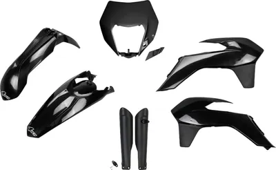 Produktbild von Verkleidungskit UFO PLAST 7-teilig Verkleidungssatz Kunststoff mit Gabelschutz für KTM EXC Sixdays EXC-F 125 - 500 ccm Bj. 2016, Farbe:schwarz