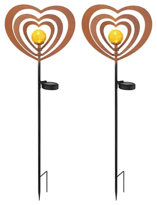 Produktbild von 2x LED Solarleuchte, Metall, rostfarben, Glaskugel, H 82 cm