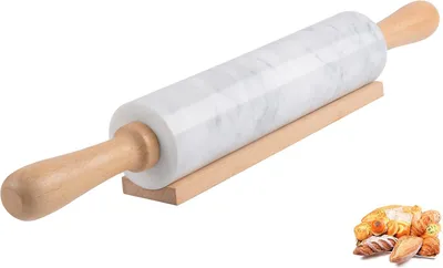 Obrázok produktu pre Valček na cesto mramor 47 cm, s drevenou rukoväťou, na pizzu