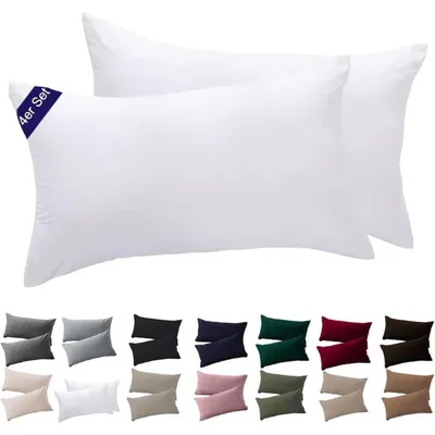 Productafbeelding van Kussensloop, 40x80 cm, set van 4, wit, microvezel, kreukvrij, met rits