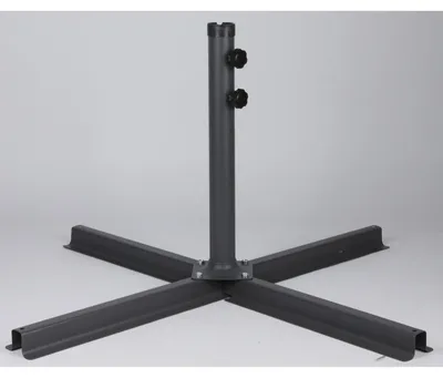 Produktbild von Schirmständerkreuz Metall 100x100 cm anthrazit für Sonnenschirme Rohr Ø 5,3 cm Höhe 50 cm – stabiler Schirmständer mit Platz für 4 Gehwegplatten