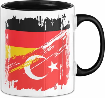 Produktbild von Türkei Deutschland Flagge Halb Deutscher Halb Türke Fußball Germany 2024 Europa Turkey (Schwarz)