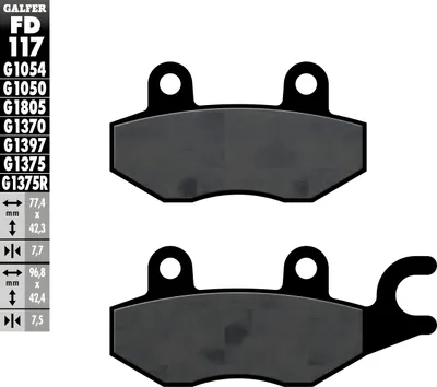 Immagine prodotto di Pastiglie freno Galfer FD117G1050 Semi-Metall SCOOTER posteriori per Suzuki DR S Big, Triumph Daytona 1 Sprint Tiger i Trident 7 Trophy Cagiva Grand Canyon