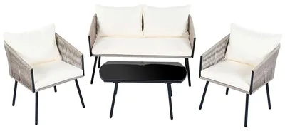 Immagine prodotto di Set di mobili da giardino - Set lounge - Panca da giardino - Poltrone lounge - Tavolino da caffè - Struttura in acciaio zincato