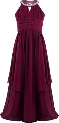 Produktbild von Mädchen Prinzessin Abendkleid Gr. 176 Cm Neckholder Strass Blumenmädchenkleid Hochzeit Partykleid Lang Faltenrock