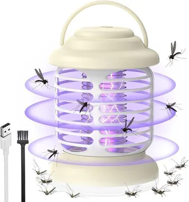 Productafbeelding van Muggendodende Lamp, Draagbare Insectenzapper, USB-oplaadbare Vliegenmoordenaar, UV-Insectendoder 3-in-1, 360° Aantrekkingskracht, Ideaal voor
