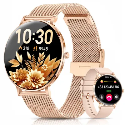 Produktbild von Damen Smartwatch 2026 mit Anrufen,Herzfrequenz,SpO₂ & Blutdruck,1,48" AMOLED,4,7 mm ultradünn, Schlafanalyse,Zyklus-Tracking,IP68/5ATM&120+ Sportmodi