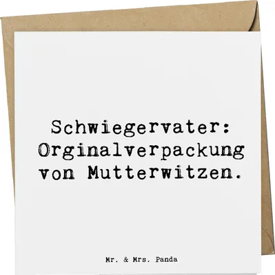 Produktbild von Mr. & Mrs. Panda Glückwunschkarte Spruch Schwiegervater Witze - Weiß - Geschenk, doppelkarte, Familie, liebevoll, Klappkarte, faltkarte, Verwandtschaft, anlasskarte