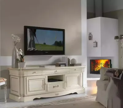 Immagine prodotto di Cassettiera porta tv bianca credenza in legno mobili classici soggiorno