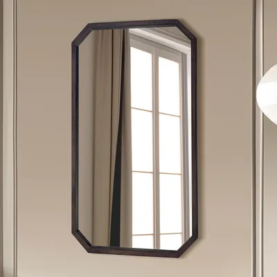 Zdjęcie produktu dla WISFOR lustro ARTLOGE lustro ścienne lustro łazienkowe lustro do przedpokoju lustro wiszące lustro wykonane z litego drewna 70 x 120 cm kolor czarny orzech vintage 9,6 kg