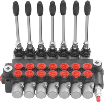 Produktbild von Hydraulisches Wegeventil - 7-fach P40 - 13 GPM (50 l/min) Durchfluss - 31,5 MPa - Open Center - BSPP-Anschlüsse - Für Bagger/Lader - Silber