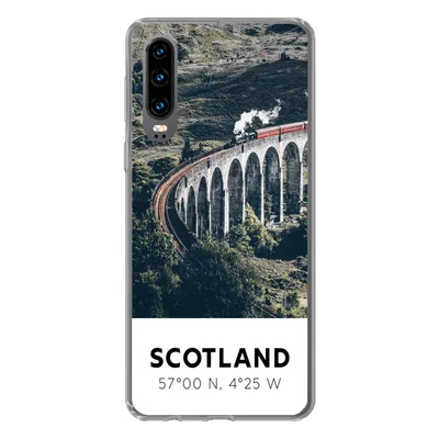 Produktbild von MuchoWow® Handyhülle Schutzhülle Hülle für Huawei P30 Schottland - Zug - Sommer - Eisenbahn Silikon Softcase Handy Hülle - Kartenbesitzer