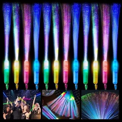 Image de 12 bâtons et boules LED en fibre de verre pour la décoration de fêtes, d'anniversaires et de Noël