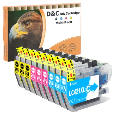 Produktbild von D&C 9x LC421XL Tintenpatronen Kompatibel für Brother LC-421XL LC-421 LC-421XLVAL LC421, für Brother DCP-J1050DW DCP-J1140DW MFC-J1010DW DCP-J1800DW