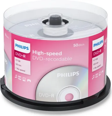 Produktbild von Philips DVD-Rohlinge, 120Min, 4.7GB, Speed 16x, Spindel (50 Disc)