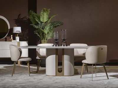 Produktbild von Esstisch  Esstische Tische Tisch Design Beige Luxus Esszimmer Möbel Hochwertig