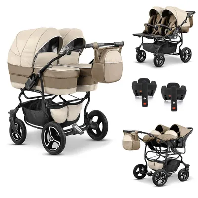 Produktbild von Zwillingskinderwagen 5 in 1 Twin Star inkl. Autositze und Iso Bases - 14 Teile - in 16 Farben