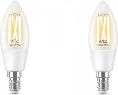 Produktbild von WiZ Smart LED Filament Kerze 4,9W = 40W E14 klar 470lm CCT 2700K-6500K dimmbar App Google Alexa WiFi