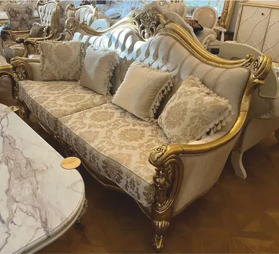 Produktbild von Casa Padrino Luxus Barock Wohnzimmer Sofa Creme / Gold 220 cm - Barock Möbel