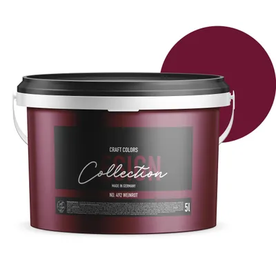 Produktbild von 5L hochwertige Wandfarbe edelmatt, Kreidefarbe Germany, DESIGN Collection No. 492 Weinrot