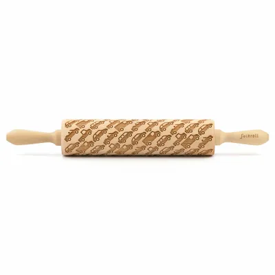Obrázok produktu pre Folkroll valček na cesto, veľký, 43 cm, valček, reliéfny valček, vzor, motív, valček, bukové drevo, 332757