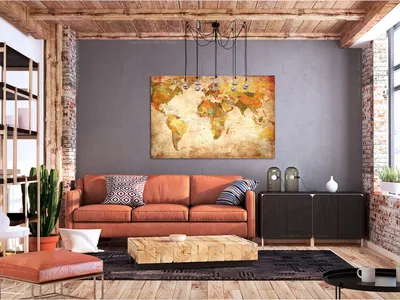 Obrázek produktu pro Netkaný korkový obraz - Mapa světa: Cestování časem 90x60 cm Mapy k-B-0051-p-a