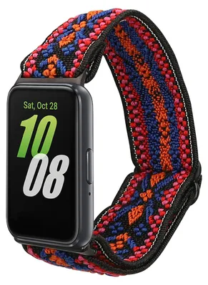 Produktbild von kwmobile Armband kompatibel mit Samsung Galaxy Fit 3 - Nylon Fitnesstracker Sportarmband Band in Orange Rot Blau - Innenmaße von 14 - 22 cm