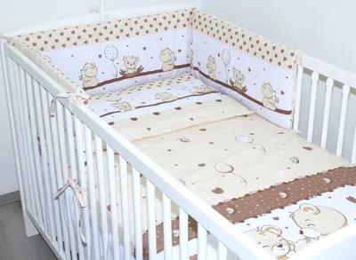Produktbild von 3 teiliges Baby Bettset mit Bettwäsche und Nestchen für Bett 70x140 cm - 1. Sweet Braun