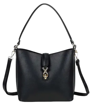 Produktbild von Gallantry, Damen Schultertasche genarbt mit Schmuckverschluss Gurt, Schwarz