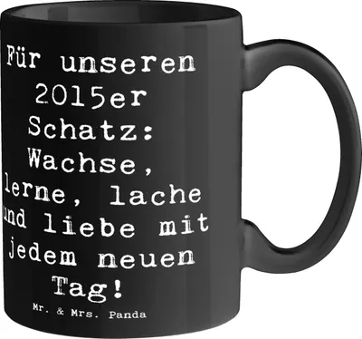 Produktbild von Mr. & Mrs. Panda Tasse Spruch 2015 Geburtstag - Schwarz - Geschenk, Teetasse, Geburtstagsgeschenk, feiern, Kaffeetasse, Becher, Lebensfreude, Geburtstagsjahr, Motivation