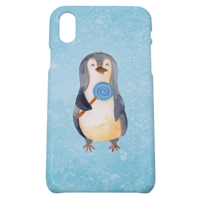 Produktbild von Mr. & Mrs. Panda Iphone 10 Handyhülle Pinguin Lolli - Eisblau - Geschenk, Heißhunger, Handycover, Spruch, Handy, Süßigkeiten, Naschen, Hülle, Rabauke, X, Pinguine
