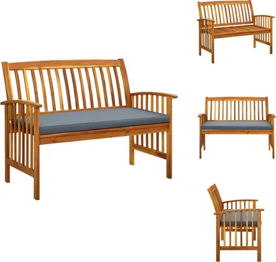Obrázek produktu pro vidaXL Zahradní lavice s polštářem 119 cm z masivního dřeva akácie - Zahradní lavice
