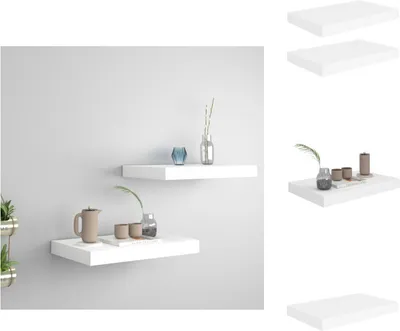 Immagine prodotto di vidaXL Mensole galleggianti 2 pz. Bianco 40x23x3,8 cm MDF - Mensole a muro