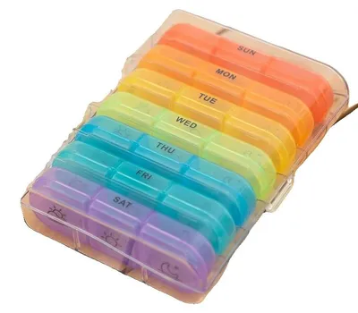 Immagine prodotto di Portapillole, 21 scomparti, contenitore portatile per medicinali, bianco e colorato
