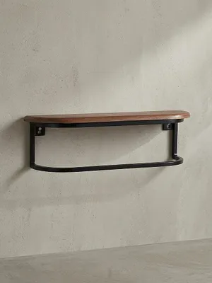 Produktbild von Wandregal im Industrial-Design, Sheesham Massivholz & Metall. 50x13x15 cm | Kadima Design