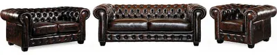 Produktbild von Chesterfield Garnitur 3+2+1 - Büffelleder - Braun - BRENTON