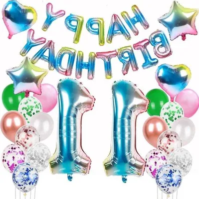 Immagine prodotto di Decorazioni per il compleanno di una bambina di 11 anni - Decorazioni rosse - Decorazioni per il compleanno di una bambina di 11 anni