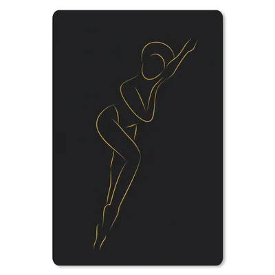 Produktbild von MuchoWow® Mauspad Mousepad Frau - Schwarz - Gold - Strichzeichnung 40x60 cm - Mousepads - Maus Mat - Pad - Mausunterlage - Schreibtisch Accesoire