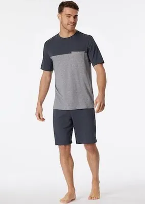 Produktbild von Schiesser Herren Schlafanzug kurz blaugrau 56 ST