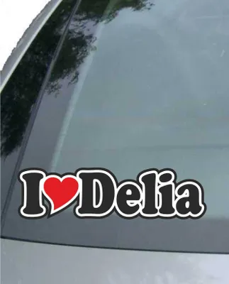 Produktbild von INDIGOS UG - Aufkleber / Autoaufkleber - I Love Heart - Ich liebe mit Herz 15 cm - I LOVE Delia - Auto LKW Truck - Sticker mit Namen vom Mann Frau Kind