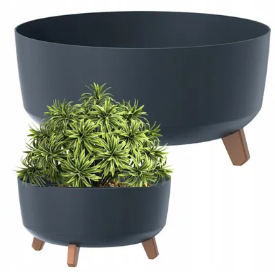 Produktbild von DTU24 Blumentopf mit Holzbeinen Ø39 cm Anthrazit Dekorativ