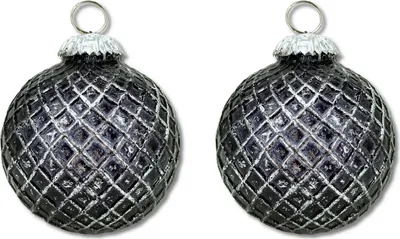 Produktbild von Glas Weihnachtskugel schwarz - B - 2 Stück 8,5 x 10cm Deko-Kugel Christbaumschmuck glänzend