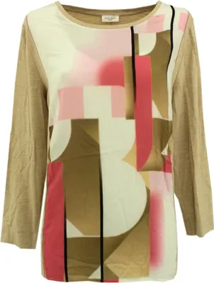 Produktbild von 29733 Gerry Weber, ,  Damen T-Shirt Pulli, Stretchjersey, beige bunt, 38