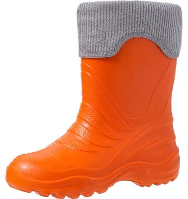 Produktbild von Ladeheid Kinder Mädchen Jungen federleichte Eva Thermo Gummistiefel gefüttert LA-861 (Orange151c/Grau, 28/29)