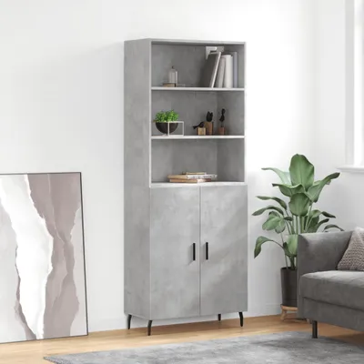 Produktbild von The Living Store Highboard Betongrau 69,5x34x180 cm Holzwerkstoff